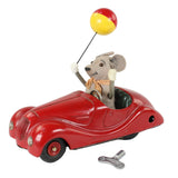 Toy car with a mouse driver and balloon on a white background
