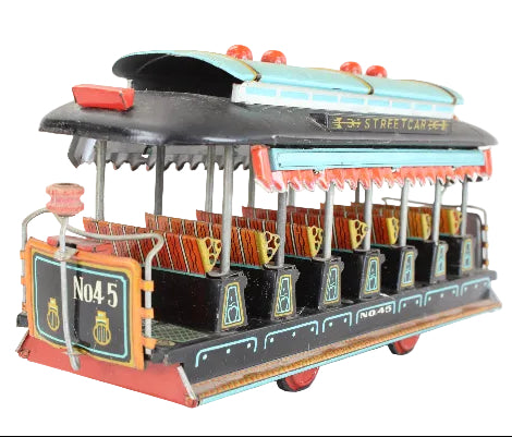 Model of a streetcar with 'No. 45' on a white background