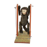 Rare Early Wood & Composition Acrobatic Furry Monkey with Composite Face (Spring Powered)