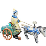 USSR 1950's Tin-Litho Wind-Up Clown  Riding a Donkey Cart