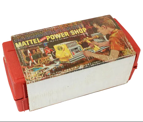 Vintage Mattel Power Shop toy set packaging on a white background