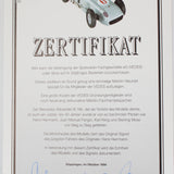 Certificate with a vintage car illustration on a white background