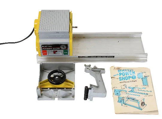 Mactec Power Shop machine with attachments and instructions on a white background