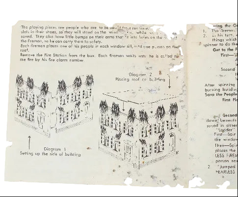 Instructions for a game or activity involving buildings and people, with diagrams and text on a white background.