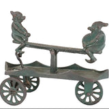 Rare Early 1900's Kenton Cast Iron Elves Articulating See-Saw Cart Pull Toy