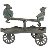 Rare Early 1900's Kenton Cast Iron Elves Articulating See-Saw Cart Pull Toy