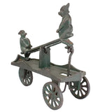 Rare Early 1900's Kenton Cast Iron Elves Articulating See-Saw Cart Pull Toy