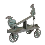 Rare Early 1900's Kenton Cast Iron Elves Articulating See-Saw Cart Pull Toy