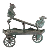 Rare Early 1900's Kenton Cast Iron Elves Articulating See-Saw Cart Pull Toy