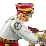 1940's-Early 1950's Marx Rookie Cop Tin-Litho Wind-up Motorcycle with Siren
