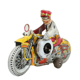 Toy motorcycle with a rider on a white background