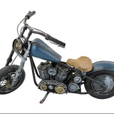 1940's Handmade Blue & Silver Heavy Metal Model Motorcycle