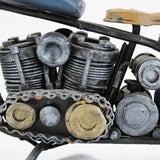 1940's Handmade Blue & Silver Heavy Metal Model Motorcycle