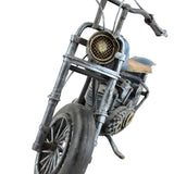 1940's Handmade Blue & Silver Heavy Metal Model Motorcycle