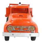 Orange toy truck with a white background
