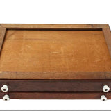 Wooden box with two drawers on a white background