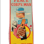 Vintage toy box for 'Mechanical Peace Corps Man' by Mego Corp on a white background