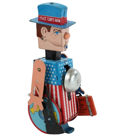 Toy figure with a patriotic design on a white background