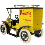 Model of a vintage car with Coca-Cola branding on a white background