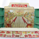 Toy set with a 'Corner Grocer' design on a white background