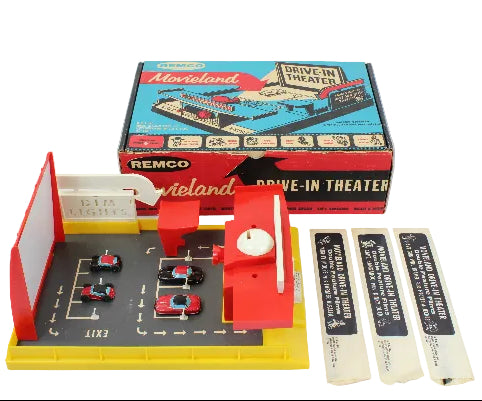 Remco Movieland Drive-In Theater toy set with packaging on a white background