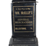 Matches box with 'Wm. McKillip's General Merchandise' branding on a white background