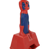 Spiderman  figure with a large red block on a white background