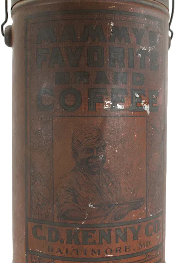 Vintage coffee can with 'Mammy's Favorite Brand Coffee' and 'C.D. Kenny Co.' branding.