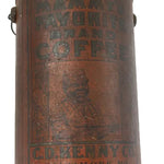 Vintage coffee can with branding on a white background