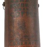 Vintage coffee can with branding on a white background