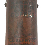 Vintage coffee can with branding on a white background