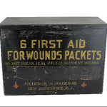 Vintage Johnson & Johnson first aid kit box on a white background