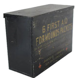 WWII Johnson & Johnson Metal Hanging Box of First Aid for Wounds Packets - 3 Unopened Packets Included
