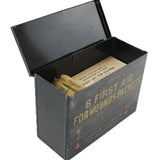 WWII Johnson & Johnson Metal Hanging Box of First Aid for Wounds Packets - 3 Unopened Packets Included