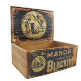 Early 1900's Mason's Challenge Blacking Wood Product Box with Famous Art