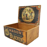 Early 1900's Mason's Challenge Blacking Wood Product Box with Famous Art