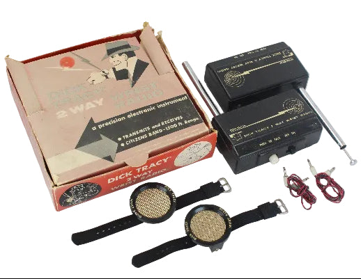 Dick Tracy two-way radio set with packaging on a white background