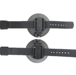 Two black watch straps on a white background