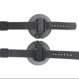 Two black watch straps on a white background
