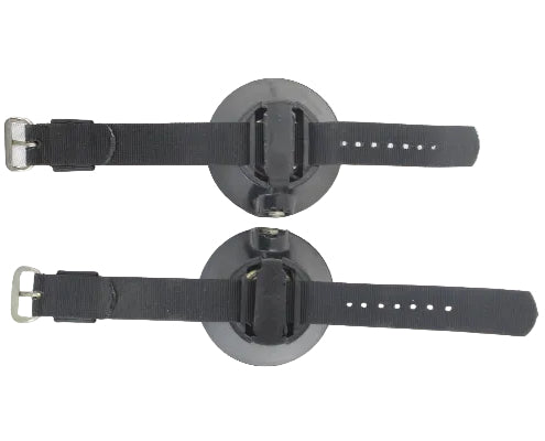 Two black watch straps on a white background