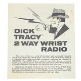 Vintage instructions for Dick Tracy 2 Way Wrist Radio on a white background