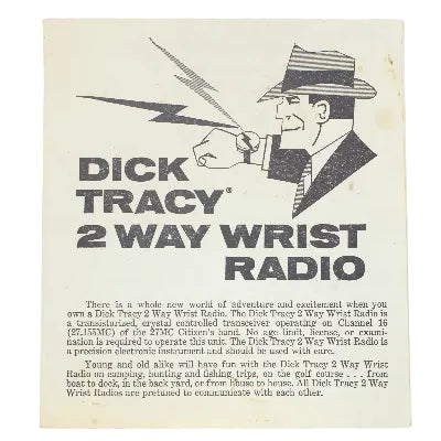 Vintage instructions for Dick Tracy 2 Way Wrist Radio on a white background