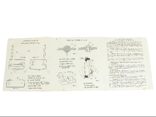 Vintage manual or instruction sheet with diagrams and text on a white background