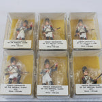 Set of six boxed toy figures of French Grenadiers from the Imperial Guard on a white background.