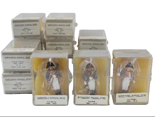 Collection of Napoleonic figurines in packaging on a white background