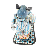 1950s TPS Tin Litho Wind-Up Barber Shop - Cat Shaving a Rabbit