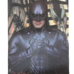 A Batman card featuring a portrait of Batman in his dark cowl and suit, with the Batman logo and 'Batman Robin' text at the bottom, set against a plain white background.