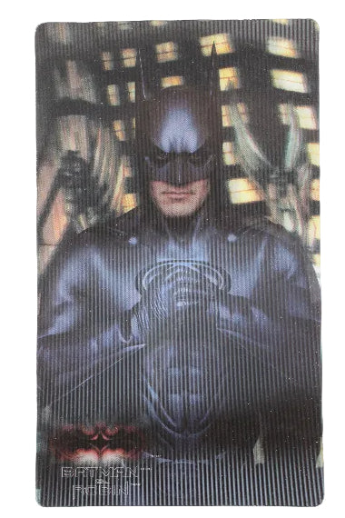 A Batman card featuring a portrait of Batman in his dark cowl and suit, with the Batman logo and 'Batman Robin' text at the bottom, set against a plain white background.