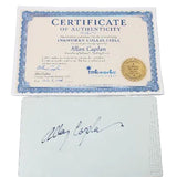 A Certificate of Authenticity for Allan Caplan from Inkworks Collectible, displayed above an autographed card with a blue ink signature on a white background.