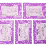 Five purple and white Scooby-Doo! trading cards autographed by the artist and arranged on a dark gray background, showing both front and back designs.